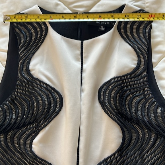 Vintage Color block Black And White 2 Tone Contrast Embroidery Accent Dress XS - Picture 9 of 15